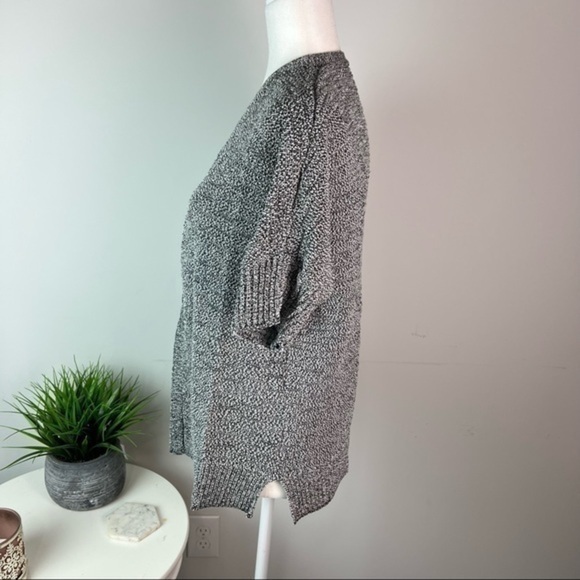 Tahari grey short sleeve open front womens medium cardigan sweater - Picture 6 of 8